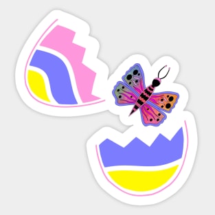 HAPPY Easter  Egg Butterfly - Easter Egg Art Sticker